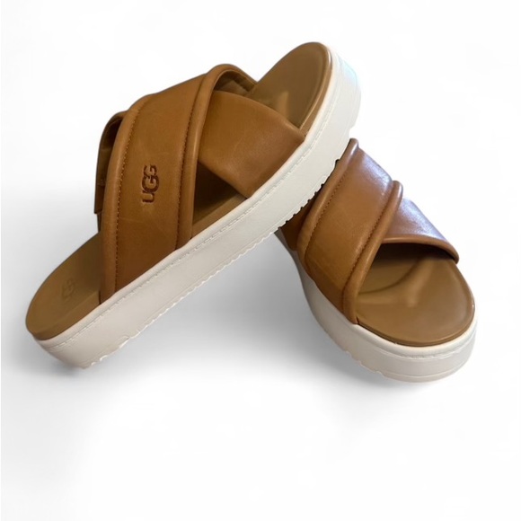 UGG Women's Tan Slide Sandals - Picture 3 of 4